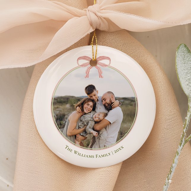 Ornamento De Cerâmica Quic Grandmillennial Coquette Round de Natal (Criador carregado)