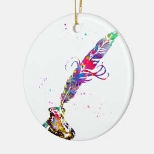 Ornamento De Cerâmica Quill e tinta
