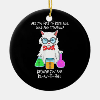 Ornamento De Cerâmica Química Pun Student ama Cat