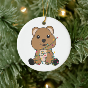 Ornamento De Cerâmica Quokas de Quokas de Animais de Inverno de Neve de