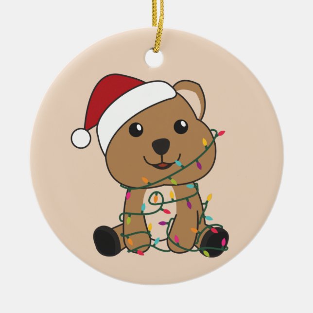 Ornamento De Cerâmica Quokka Natal Snow Animais de inverno Quokas Adulto (Frente)