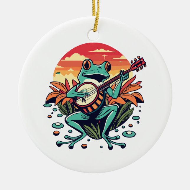 Ornamento De Cerâmica Rã Banjo (Frente)