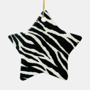 Ornamento De Cerâmica RAB Rockabilly Estampa de Zebra Preto & Branco
