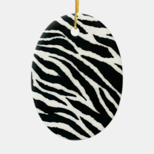 Ornamento De Cerâmica RAB Rockabilly Estampa de Zebra Preto & Branco
