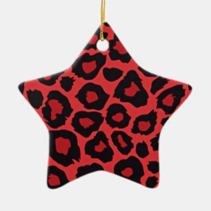 Ornamento De Cerâmica RAB Rockabilly Leopard Print Red Black