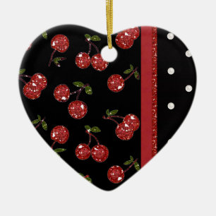 Ornamento De Cerâmica RAB Rockabilly Muito Cherry Black