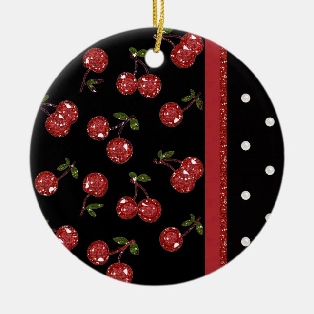 Ornamento De Cerâmica RAB Rockabilly Muito Cherry Black (Frente)