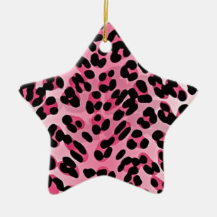Ornamento De Cerâmica RAB Rockabilly Pink Cheetah Impressão