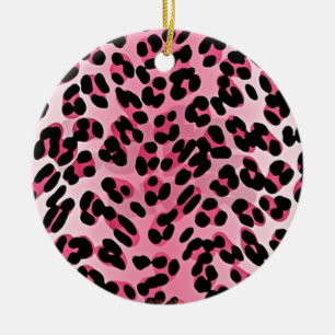 Ornamento De Cerâmica RAB Rockabilly Pink Cheetah Impressão