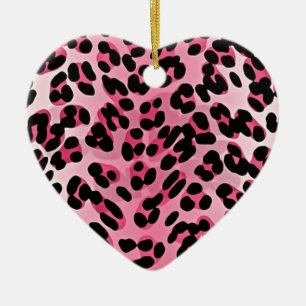 Ornamento De Cerâmica RAB Rockabilly Pink Cheetah Impressão