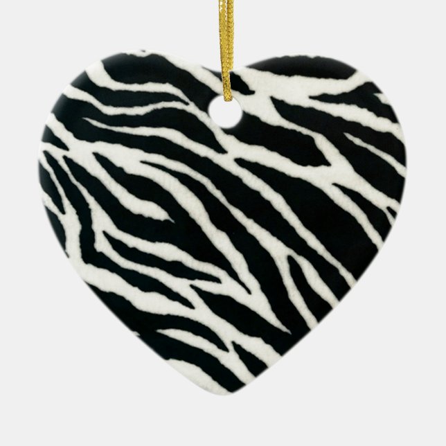 Ornamento De Cerâmica RAB Rockabilly Zebra Imprime Preto e Branco (Frente)