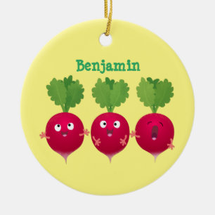 Ornamento De Cerâmica Rabanetes lindos cantando legumes trio