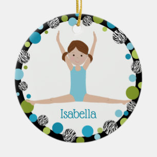 Ornamento De Cerâmica Rabos de cavalo de Brown do Gymnast da estrela no