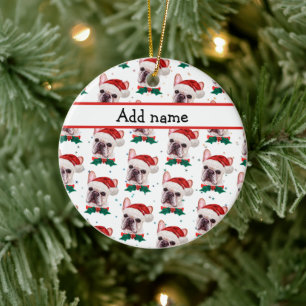 Ornamento De Cerâmica Raça de Bulldog Francês Natal Cachorro Padrão