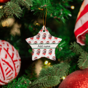 Ornamento De Cerâmica Raça de Cachorro Newfypoo Estrelas de Natal