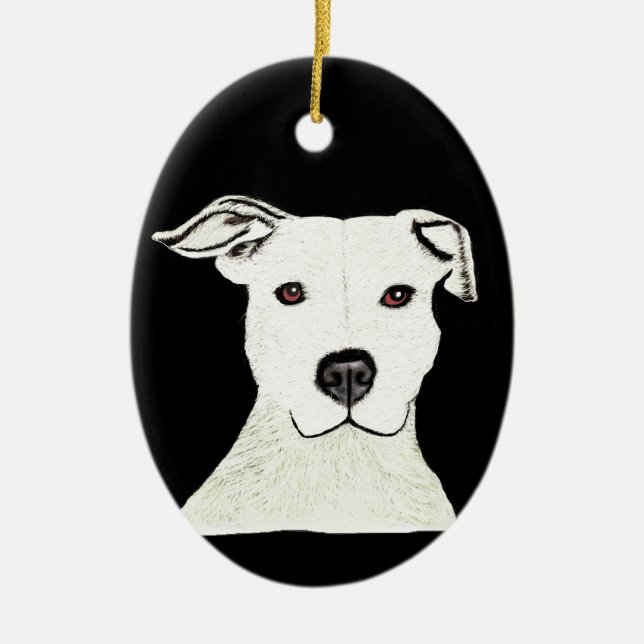 Ornamento De Cerâmica Raça do cão de Pitbull (Frente)