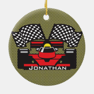 Ornamento De Cerâmica Race Car Design Ornament