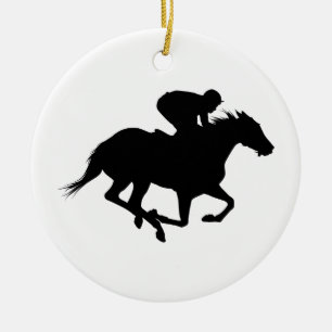 Ornamento De Cerâmica Race Horse Silhouette