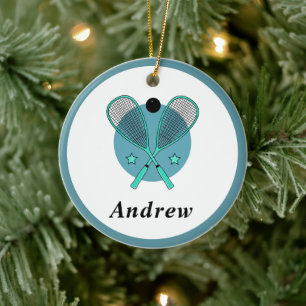Ornamento De Cerâmica Rackers de Raquetball em Esquadrão Nome das Crianç