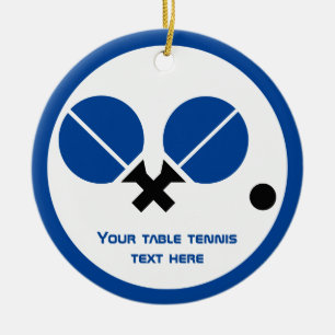 Ornamento De Cerâmica Rackets de pingue-pongue de mesa e azul-bola
