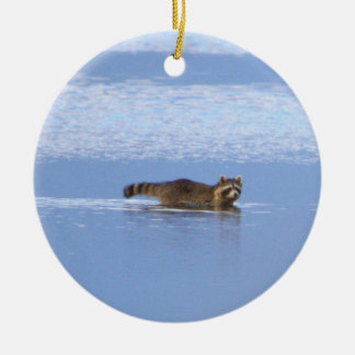 Ornamento De Cerâmica Racoon Swimming Photo Ornament 