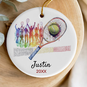 Ornamento De Cerâmica racquet para jogador de tênis personalizado