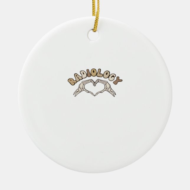 Ornamento De Cerâmica Radiologia Esqueleto Mãos Cardíacas Clássicas (Frente)