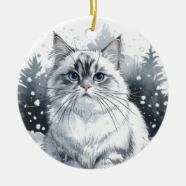 Ornamento De Cerâmica Ragdoll Cat Circle Natal Ornament