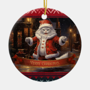 Ornamento De Cerâmica Ragdoll cat Natal