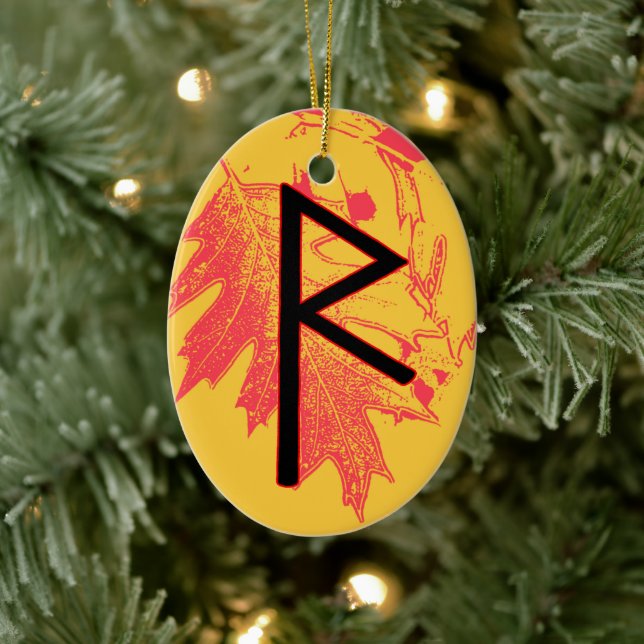 Ornamento De Cerâmica Raidho Viking Rune Yule Ornament - Equilíbrio! (Árvore)