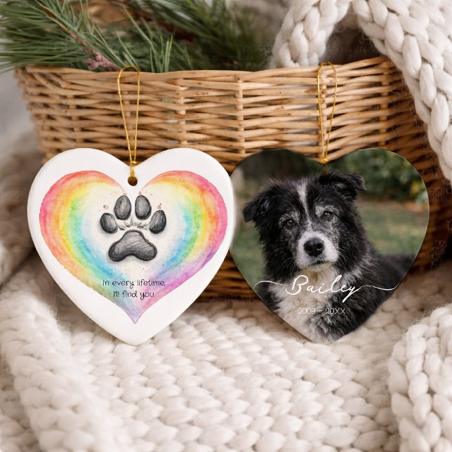 Ornamento De Cerâmica Rainbow Bridge Pet Memorial Photo Print (Criador carregado)