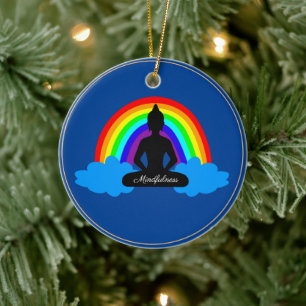 Ornamento De Cerâmica Rainbow Buddha e Ioga da Mindícia /meditação