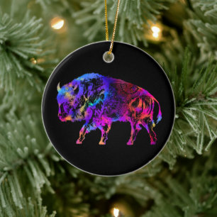 Ornamento De Cerâmica Rainbow Buffalo Bison
