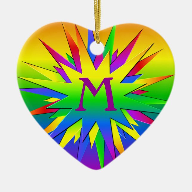 Ornamento De Cerâmica Rainbow Burst Ornament, personalizar (Frente)