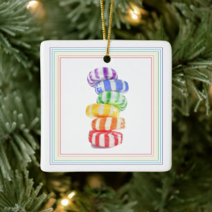 Ornamento De Cerâmica RAINBOW CANDY Cerâmica Ornamento Quadrado