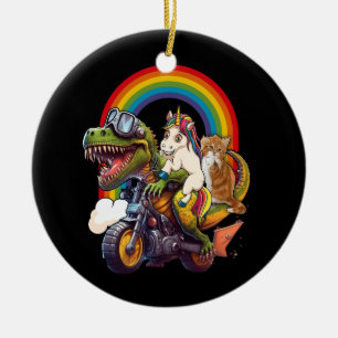 Ornamento De Cerâmica Rainbow Cat Unicorn Dinossaur T Rex Kitten Lover S