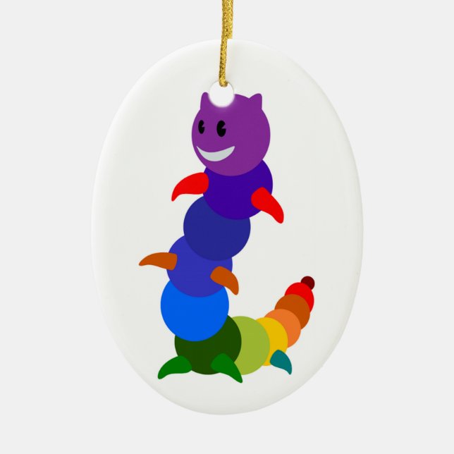 ORNAMENTO DE CERÂMICA RAINBOW CATERPILLAR (Frente)