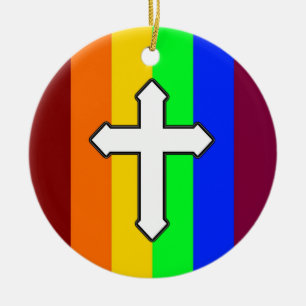 Ornamento De Cerâmica Rainbow Cross ROY G BIV