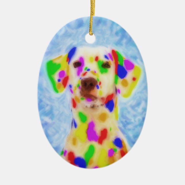 Ornamento De Cerâmica Rainbow Dalmatian (Frente)