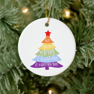 Ornamento De Cerâmica Rainbow desejamos a você um feliz Natal LGBT