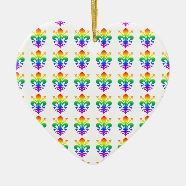 Ornamento De Cerâmica Rainbow Fleur-de-lis (Frente)