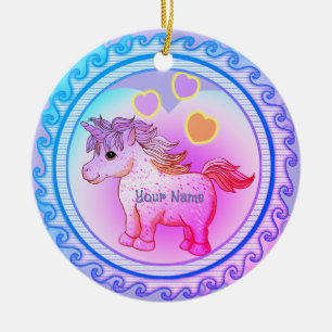 Ornamento De Cerâmica Rainbow Hearn Unicorn