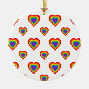 Ornamento De Cerâmica Rainbow Heart