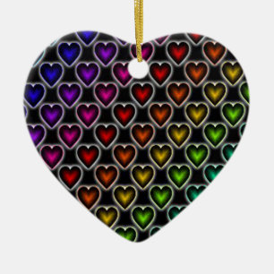 Ornamento De Cerâmica Rainbow Hearts