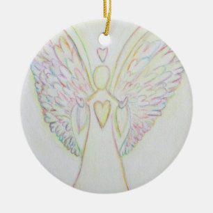 Ornamento De Cerâmica Rainbow Hearts Angel Ornament Art Pental