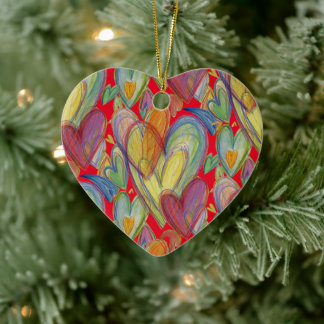 Ornamento De Cerâmica Rainbow Love Hearts Holiday Pental Gift Ornament