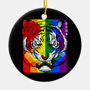 Ornamento De Cerâmica Rainbow Oriental Tiger LGBT Q Orgulho gay animal