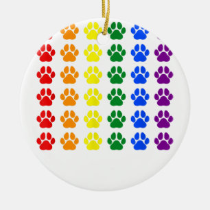Ornamento De Cerâmica Rainbow Paw Print Dog Paw LGBT Pride LGBT Suportad