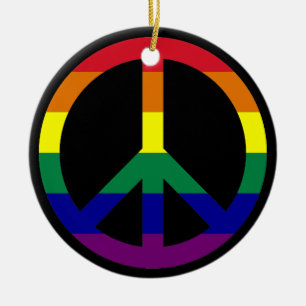 Ornamento De Cerâmica Rainbow Peace Ornament