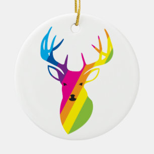 Ornamento De Cerâmica Rainbow Reindeer